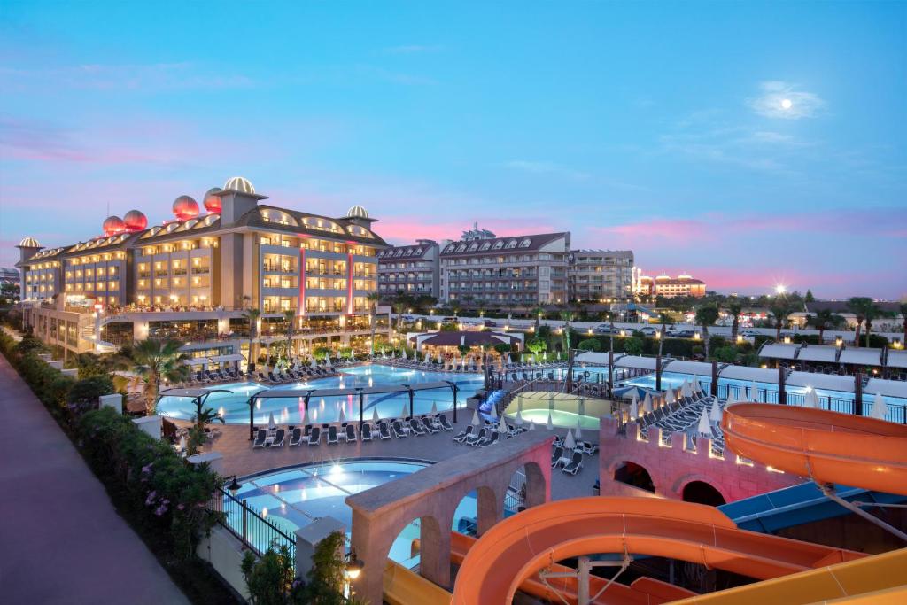 a view of a resort with a swimming pool at Aydinbey King's Palace & Spa in Side