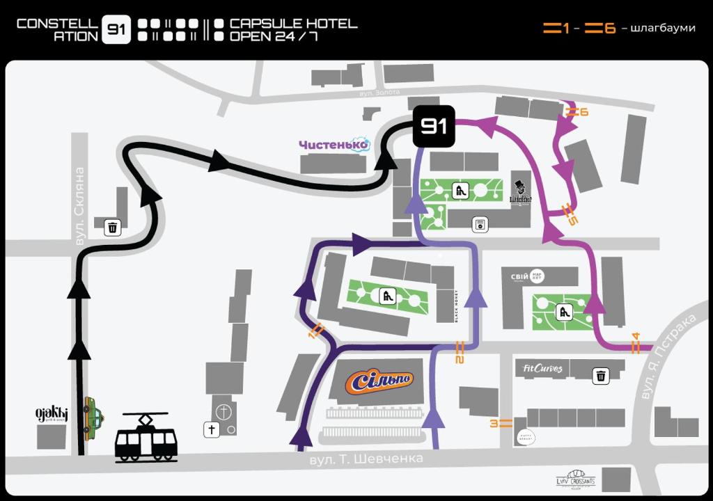 Půdorys ubytování Capsule Hotel Constellation 91