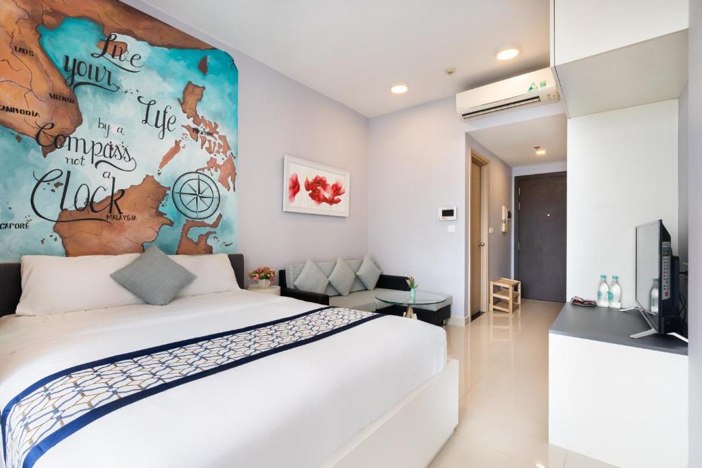 Postel nebo postele na pokoji v ubytování Goby home in Rivergate Luxury Apartment - near Ben Thanh market