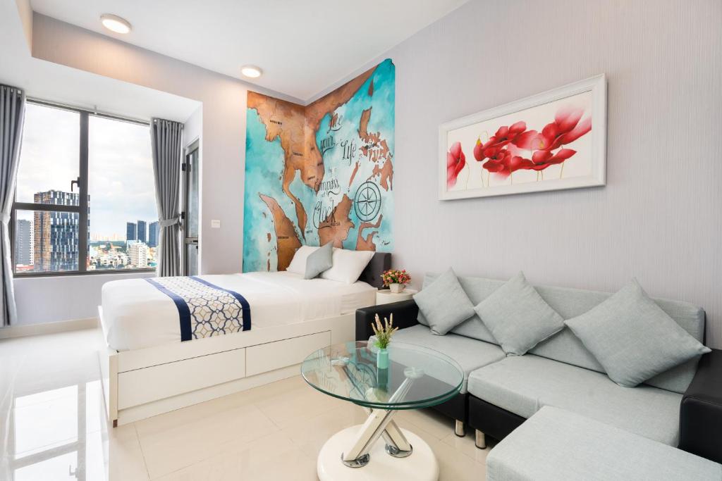 Posezení v ubytování Goby home in Rivergate Luxury Apartment - near Ben Thanh market