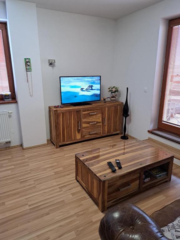 TV a/nebo společenská místnost v ubytování Apartament in the center of Poprad-free parking
