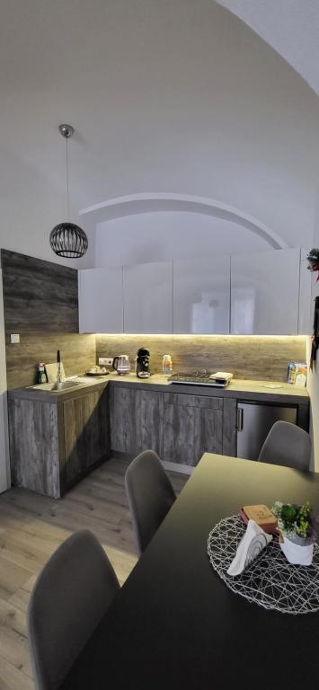 Kuchyň nebo kuchyňský kout v ubytování Studio apartmán Kežmarok