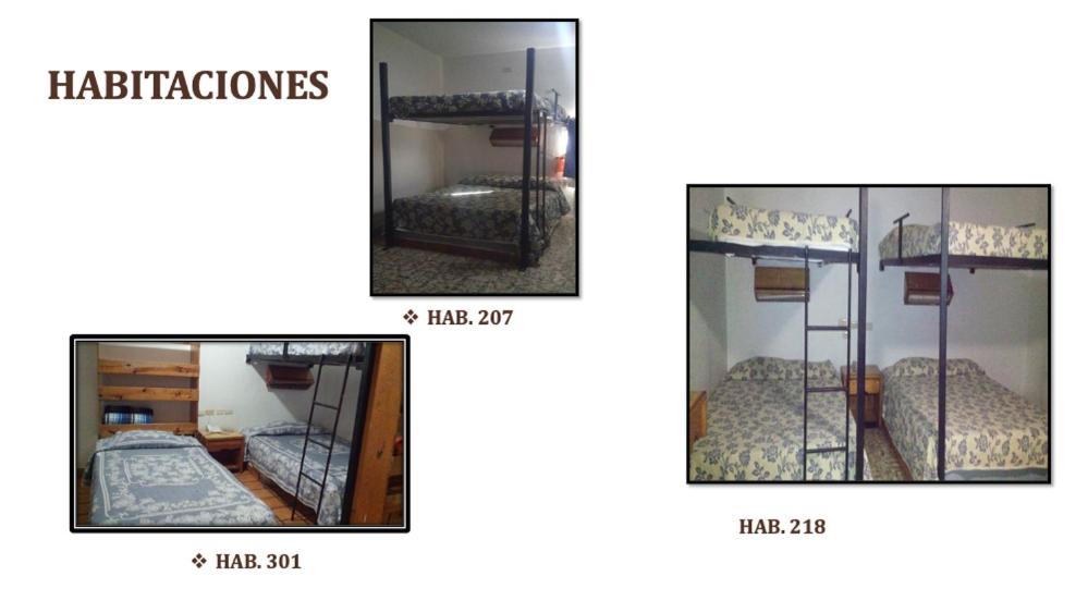 two pictures of two bunk beds in a room at Hostal de Escandón in Ciudad Victoria