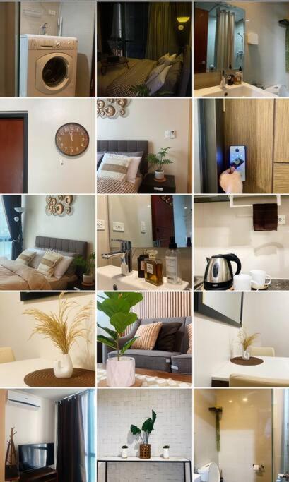 a collage of photos of a bathroom and a room at Uptown Stays+ Free pool access & Building views in Manila
