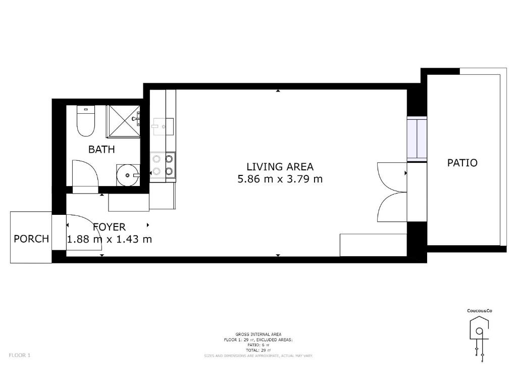 Půdorys ubytování Bright studio with balcony & view to the Matterhorn