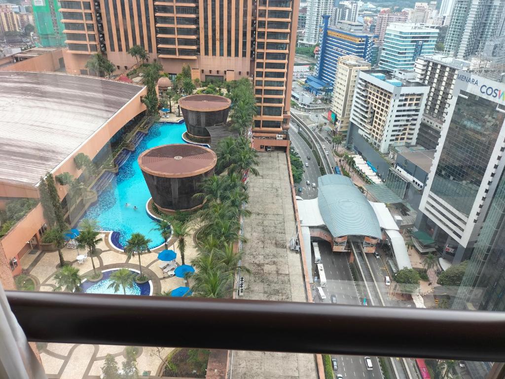 an overhead view of a pool in a city at Bukit Bintang Suite at Times Square KL in Kuala Lumpur