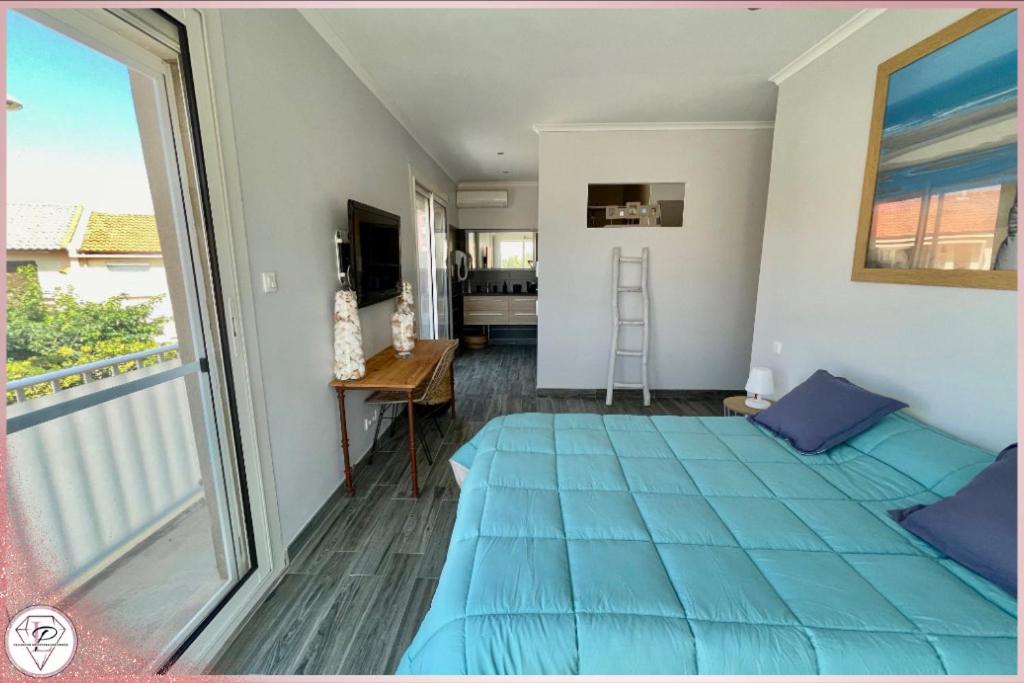 Posteľ alebo postele v izbe v ubytovaní Les Mouettes, Bel appartement à 50m des plages de Valras-Plage