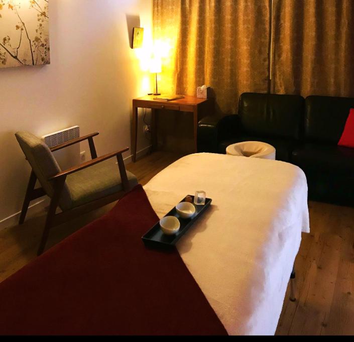 Posteľ alebo postele v izbe v ubytovaní La Passionnante Gîte avec Spa privatif