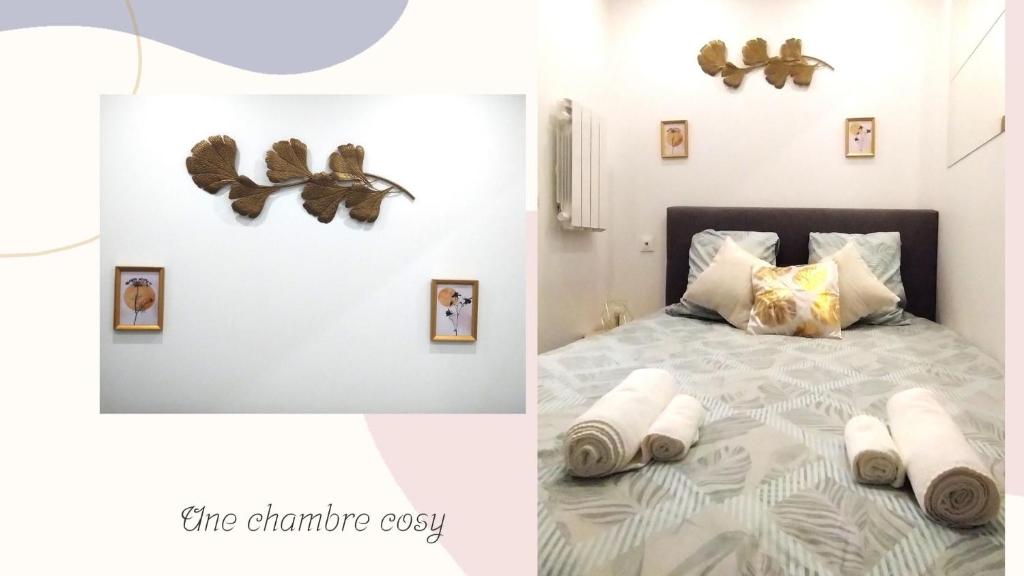Cama ou camas em um quarto em Le Petit Suc du Puy En Velay , Hyper centre ,calme ,Parking proche