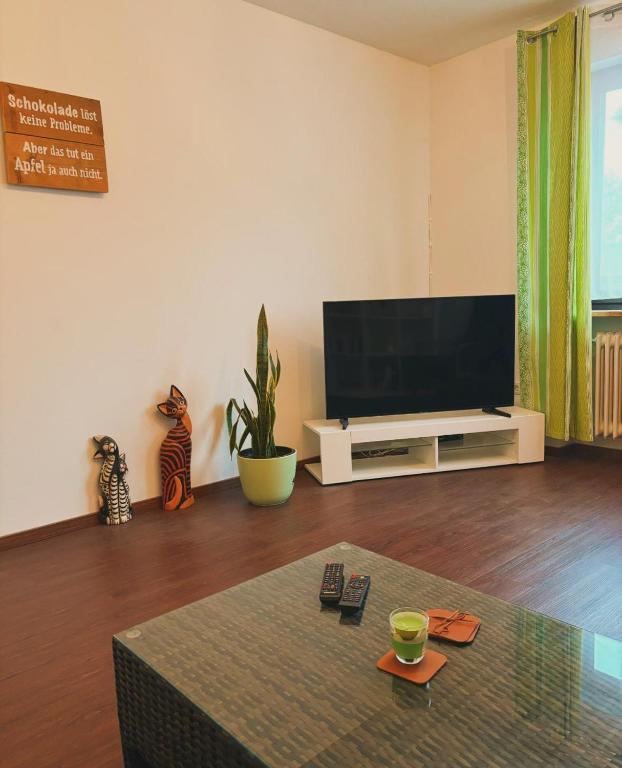 TV a/nebo společenská místnost v ubytování Ferienwohnung in der fränkischen Schweiz