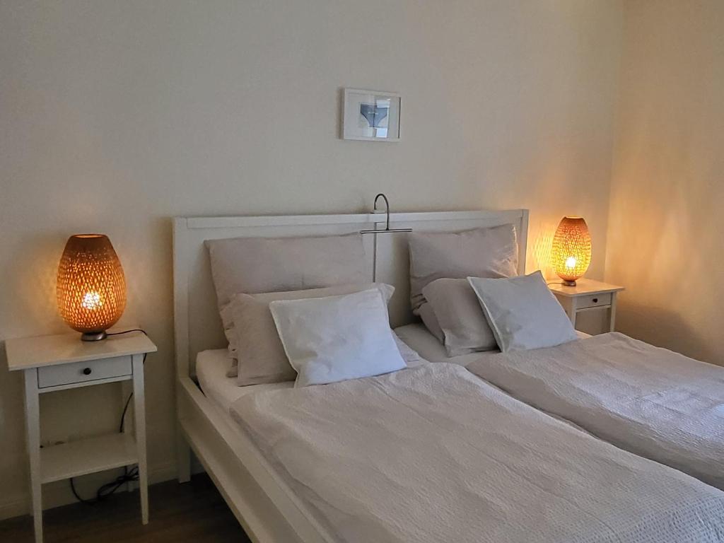 Postel nebo postele na pokoji v ubytování Ferienwohnung Worpswede-in-Sicht