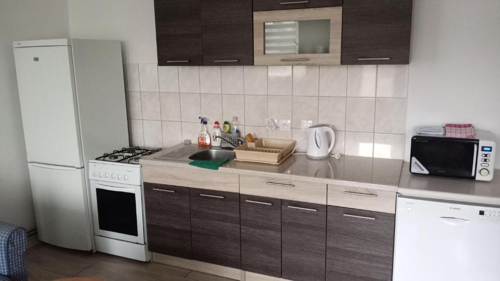 Kuchyň nebo kuchyňský kout v ubytování Apartmány u Martina