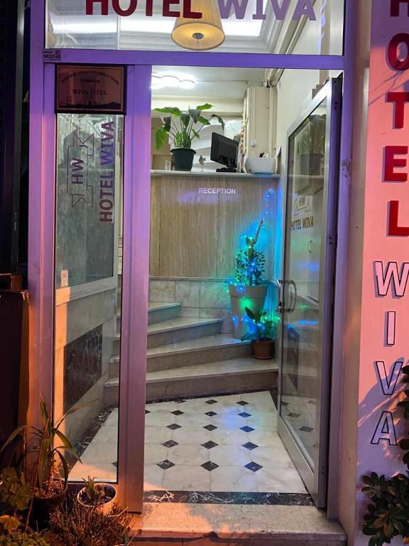 an entrance to a hotel with the door open at Hotel Wiva in Istanbul