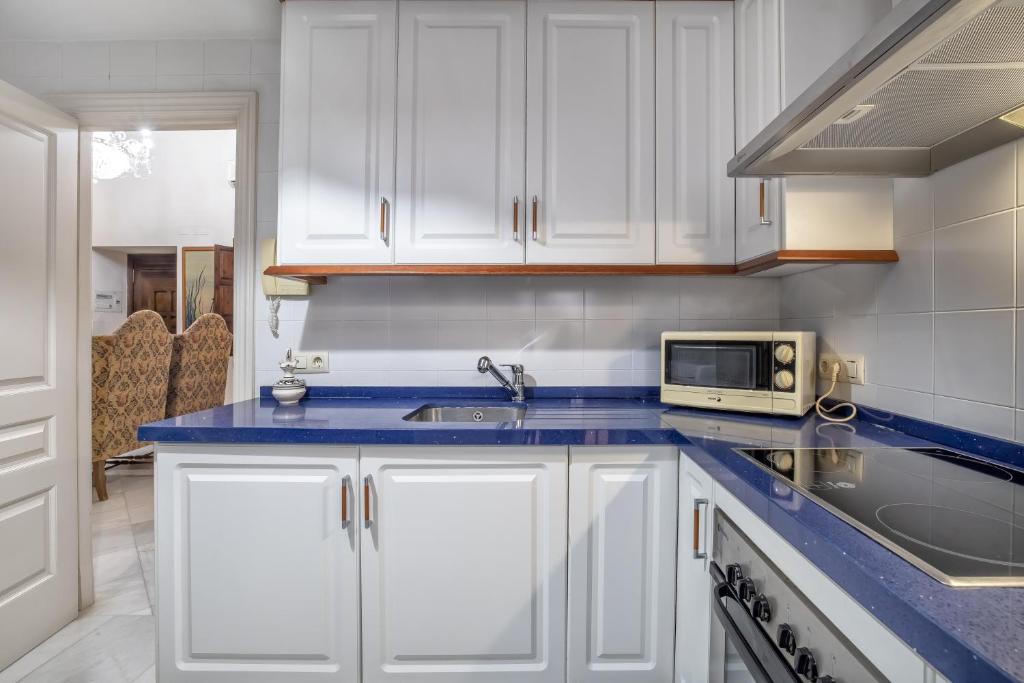 A kitchen or kitchenette at Palacio Marqués Vega Armijo & Parking incluido