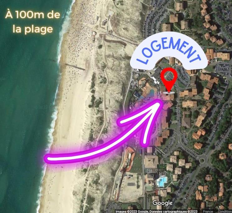 - une carte d'une plage avec une ville de la place dans l'établissement Dune Dreamer - Appartement beach front, à Seignosse