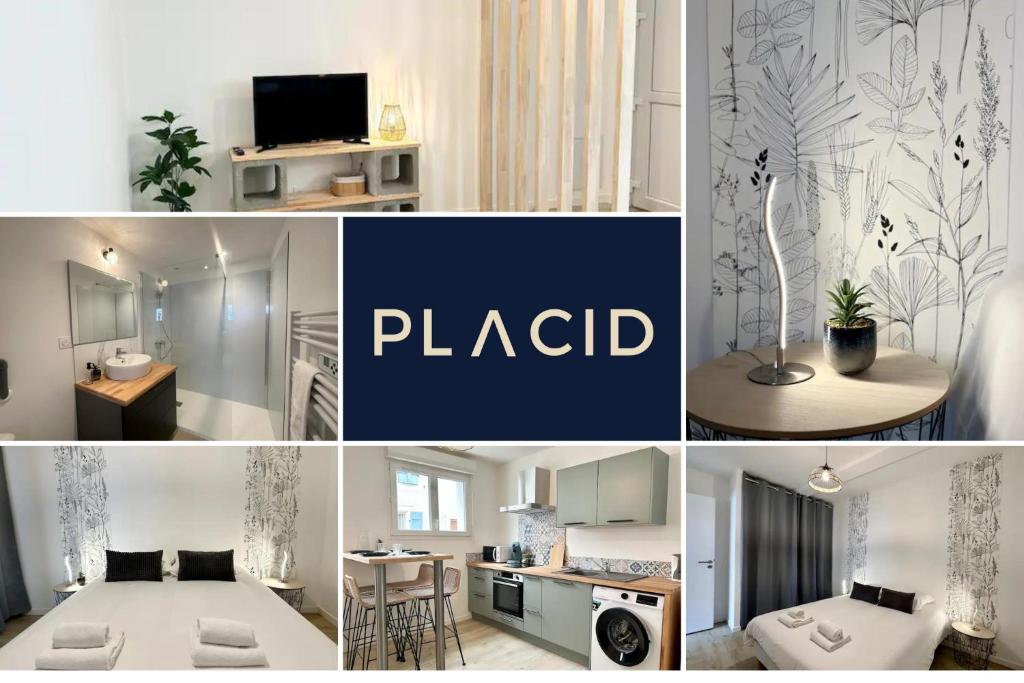 un collage de photos d'une cuisine et d'un salon dans l'établissement Les Forgerons - Chaleureux - Central, à Mont-de-Marsan