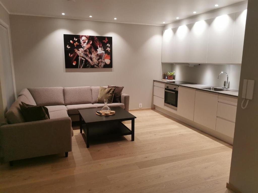 Η κουζίνα ή μικρή κουζίνα στο Svolvær city center apartment