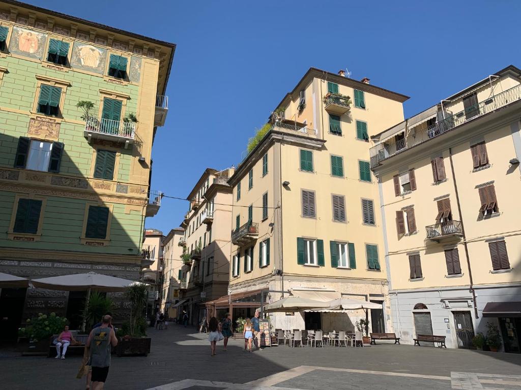 a group of buildings on a city street at CASA BASTIO in La Spezia