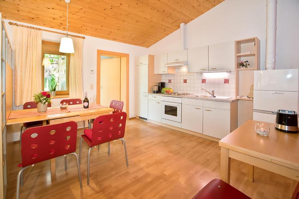 Kuchyň nebo kuchyňský kout v ubytování Apparthaus & Chalets Hofer