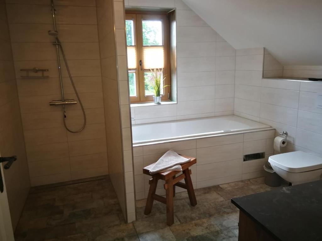 Koupelna v ubytování Boddenkutter