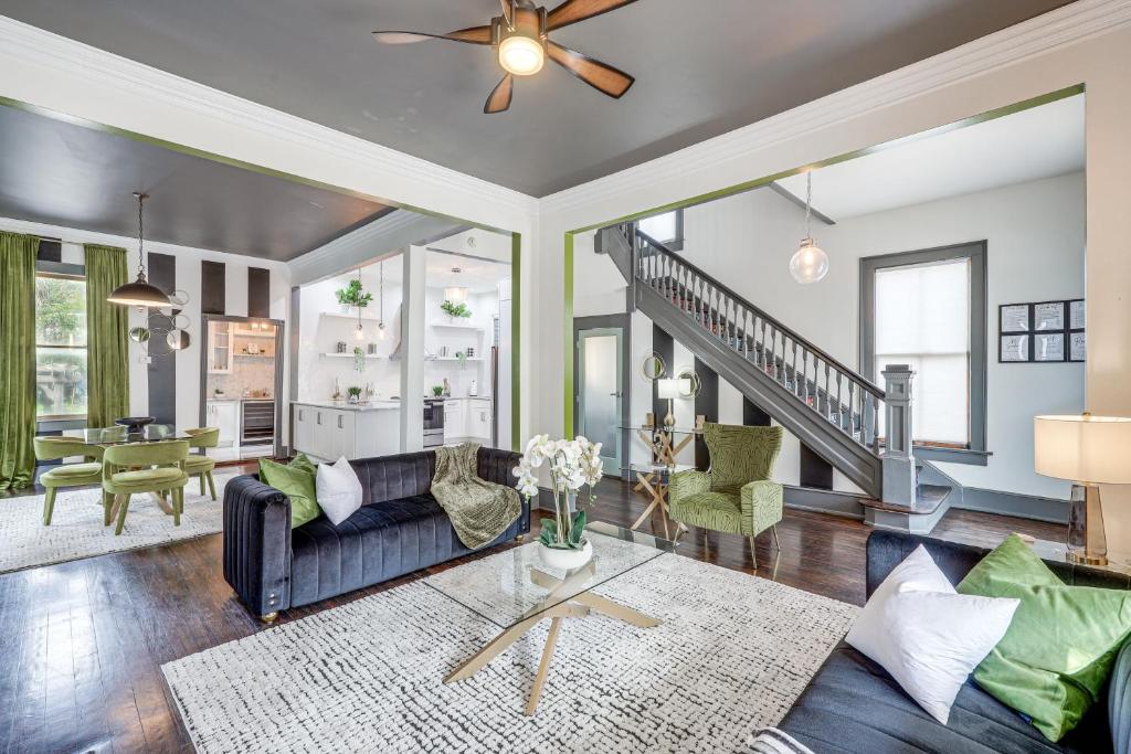 a living room with a couch and a table at Stylish Home in Springfield Historic District! in Jacksonville