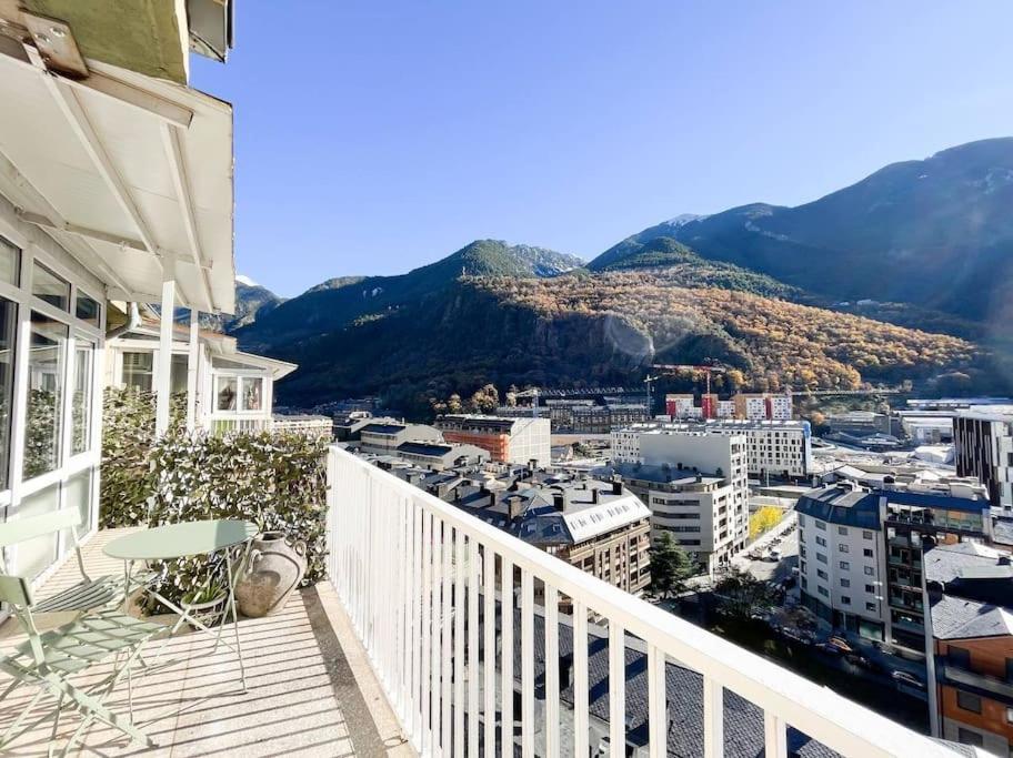 a balcony with a view of a city at Casco Antiguo, Balcón Vistas, 10pax+3Parking in Andorra la Vella