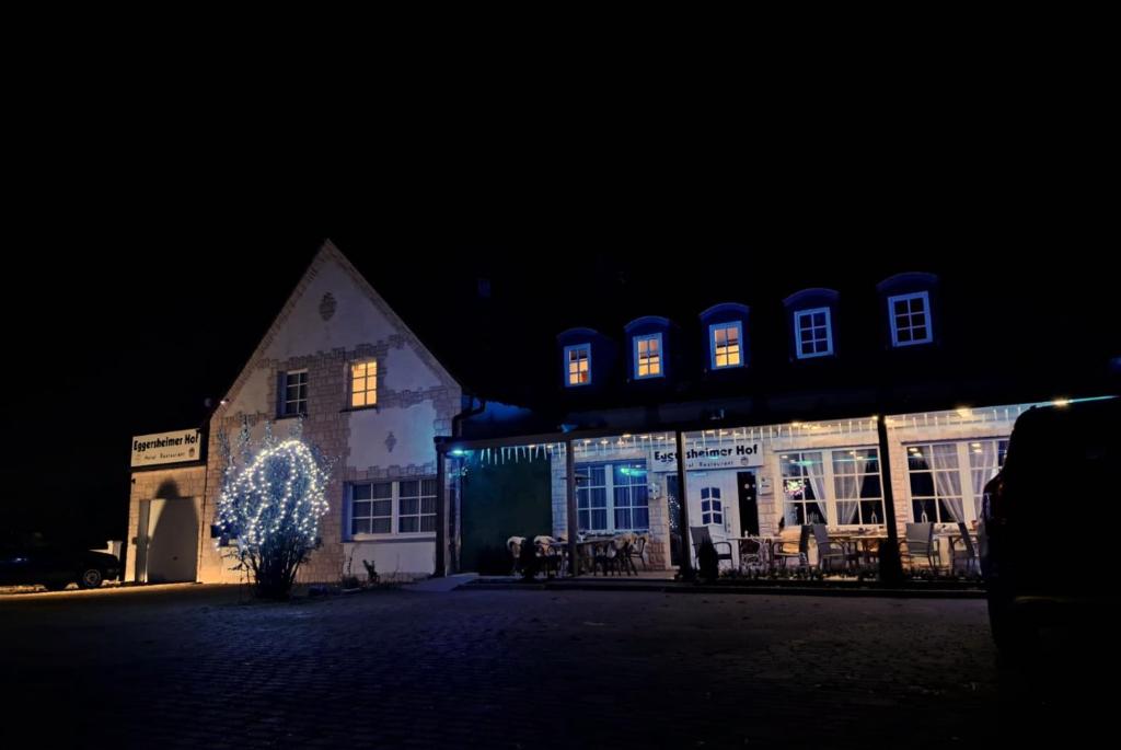 a building with a christmas tree in front of it at Eggersheimer Hof in Nörvenich