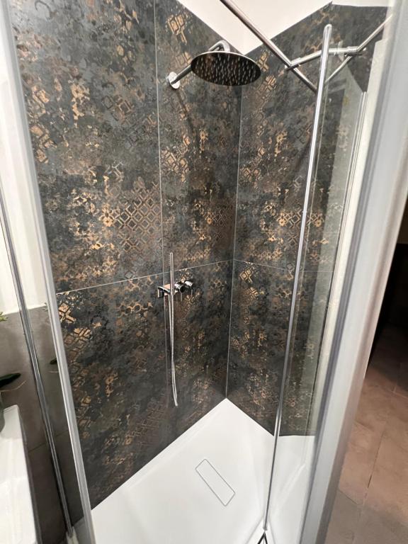 a shower with a glass door in a bathroom at Prati Dream House in Rome