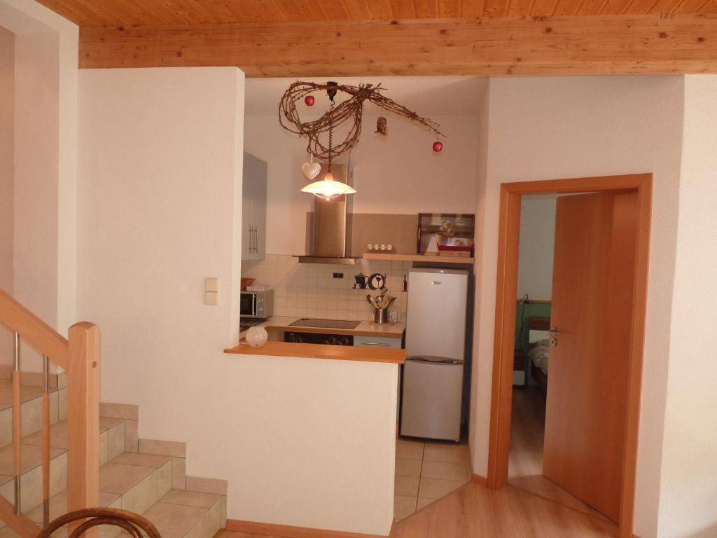 Kuchyň nebo kuchyňský kout v ubytování Haus zur Eule