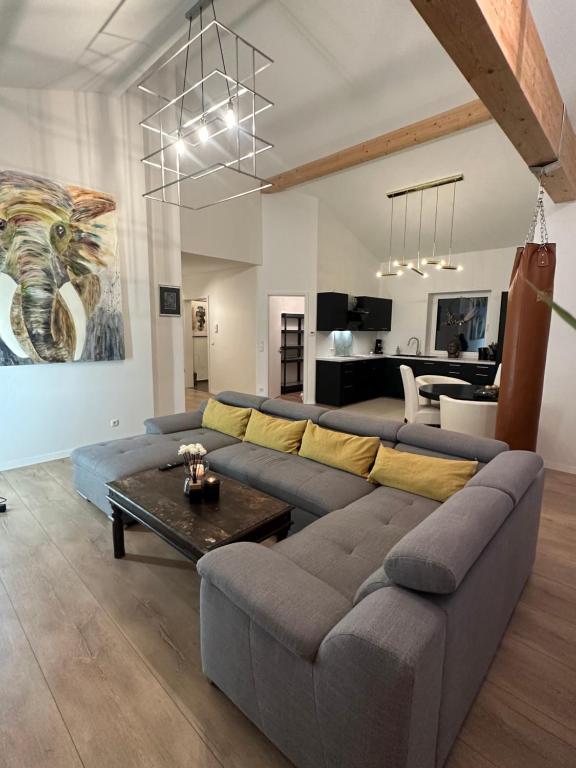 Χώρος καθιστικού στο Modernes Ferienhaus