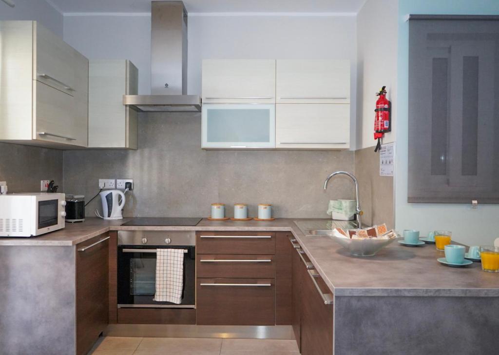 Kuchyň nebo kuchyňský kout v ubytování Comfort and Convenience flat 4 dad's court