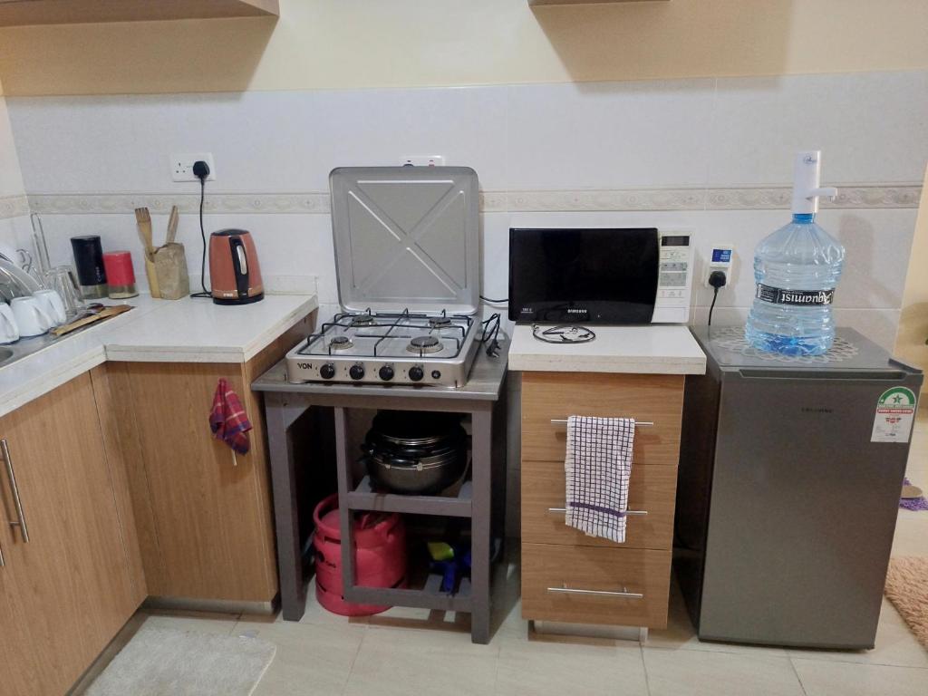 Kuchyň nebo kuchyňský kout v ubytování City view suits