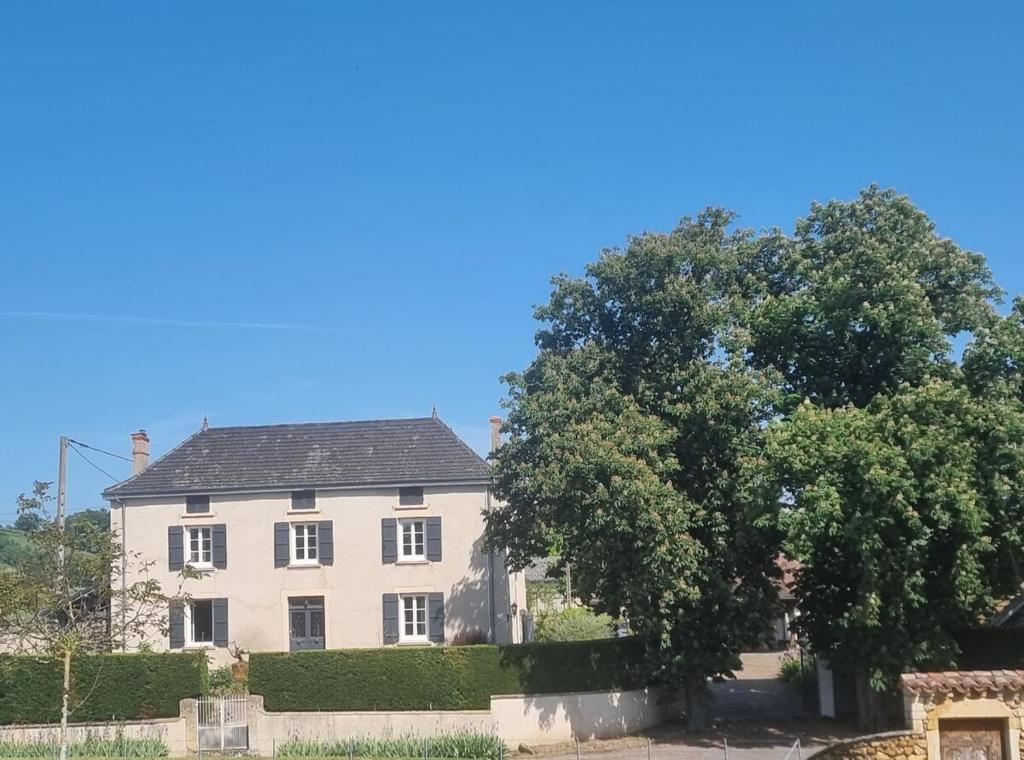 a large white house with a tree in front of it at La Maladire- Saint Martin Du Lac Burgundy 