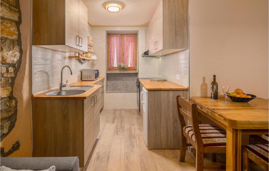 una pequeña cocina con fregadero y mesa en Stunning Apartment In Groznjan With Wi-fi, en Grožnjan