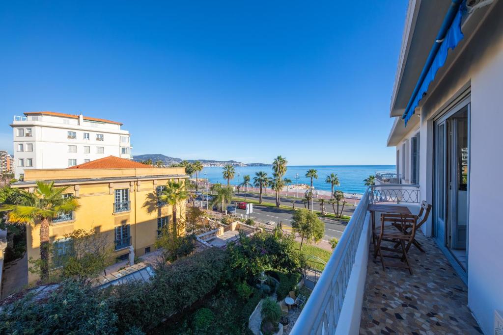 a balcony with a view of the ocean at FAMILY APARTMENT SEA VIEW in Nice