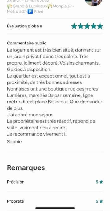 a screenshot of a cell phone with a list of commands at Grand &amp; Lumineux T2 au Coeur de Monplaisir • Métro à 2’ • Parking Privé in Lyon