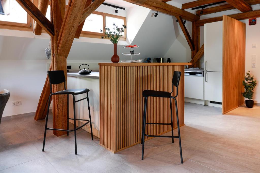 Kuchyň nebo kuchyňský kout v ubytování Neu - Wenkheimer Hof Scheunen-Loft