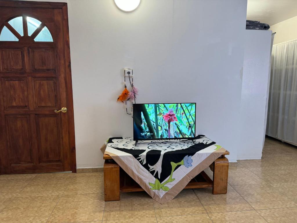 TV a/nebo společenská místnost v ubytování TOAMANAHERE GUESTHOUSE TUBUAI Aéroport