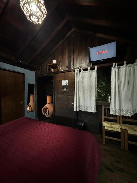 TV a/nebo společenská místnost v ubytování Los Azufres Spa Natural