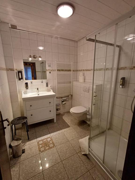 Koupelna v ubytování Günstige Zimmer im Spessart