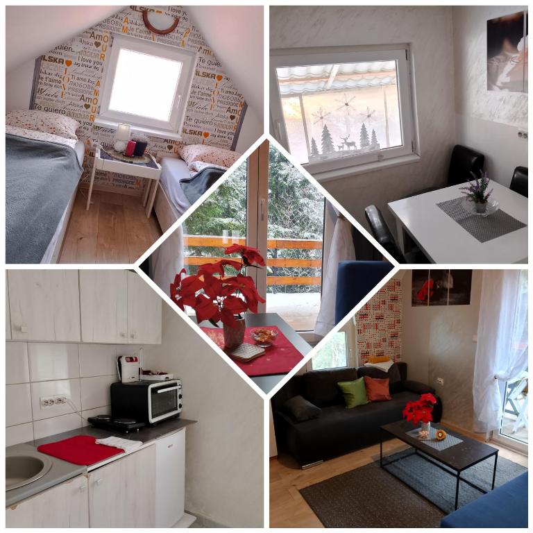 Kuchyň nebo kuchyňský kout v ubytování Apartmani Trio