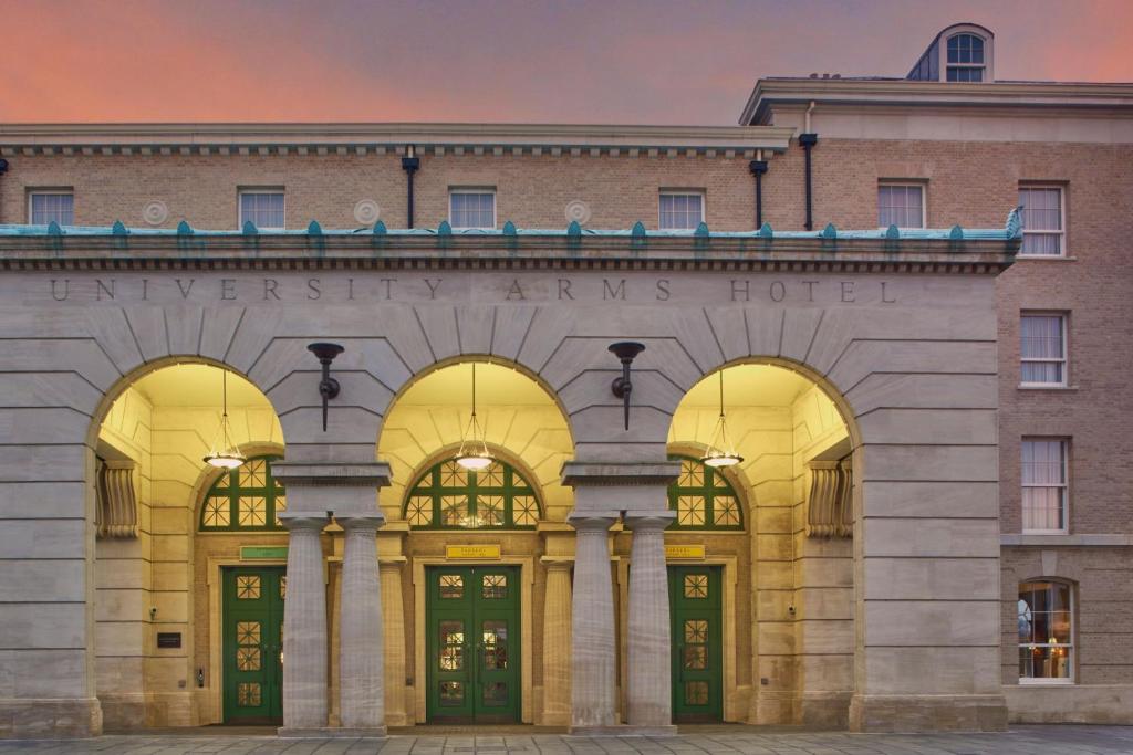 a building with the entrance to the university mans hotel at University Arms, Autograph Collection in Cambridge