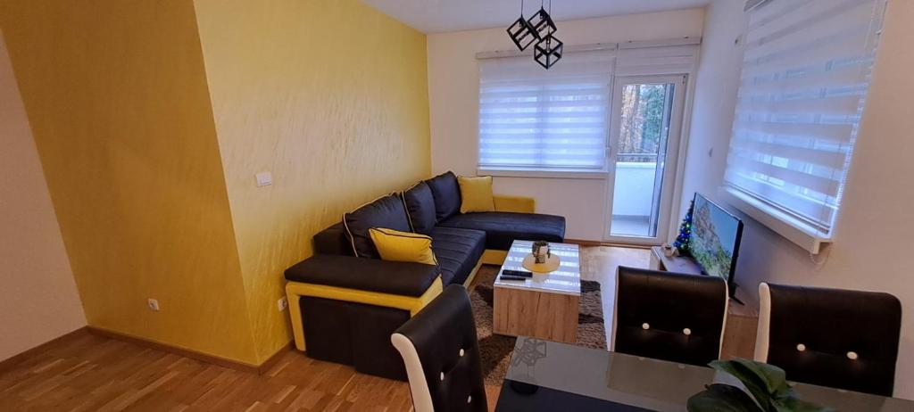 sala de estar con sofá y mesa en Apartman TEJA DELUXE en Vrnjačka Banja