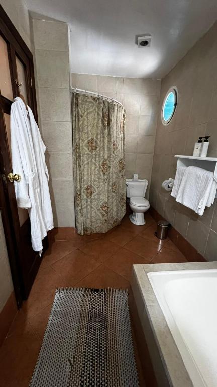 Koupelna v ubytování Hacienda Cusin