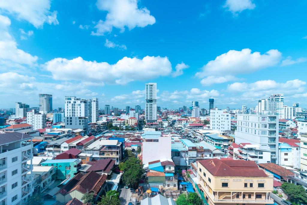 Nespecifikovaný výhled na destinaci Phnompenh nebo výhled na město při pohledu z hotelu
