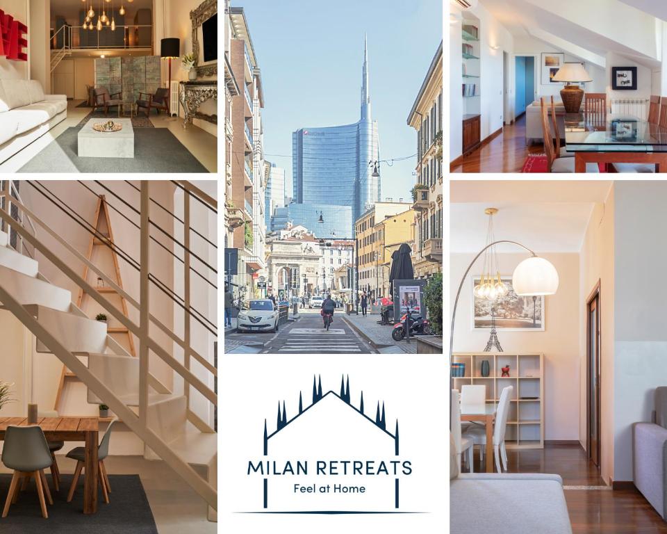 un collage de fotos de apartamentos modernos en Milan Retreats Brera, en Milán