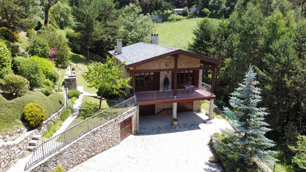 an aerial view of a house with a porch at Borda - Can Campaner in Escaldes-Engordany