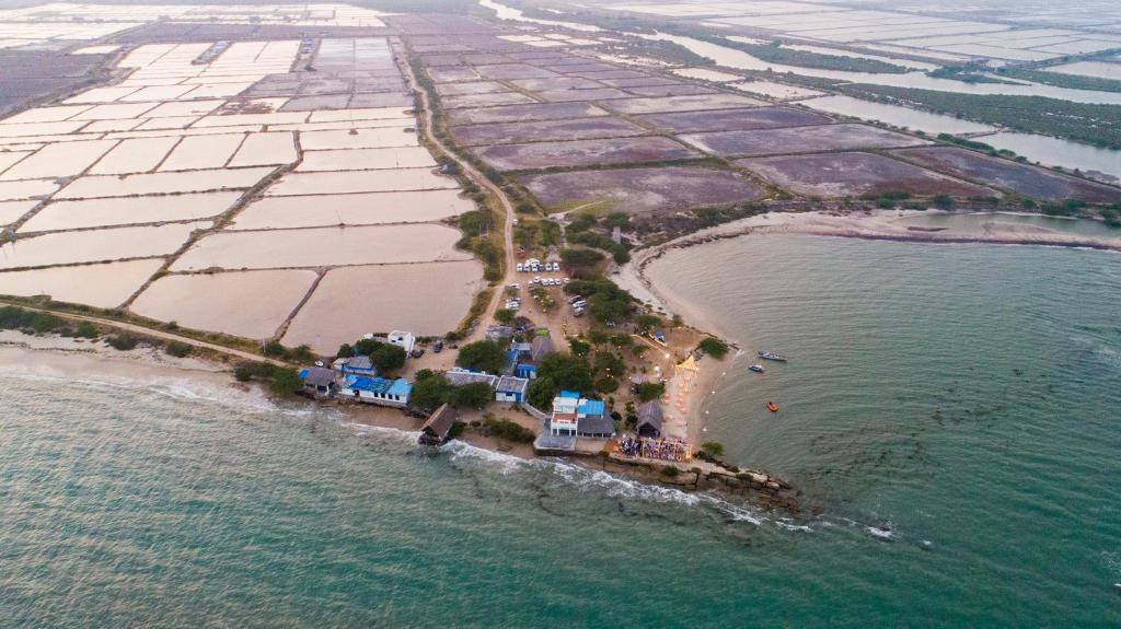 an aerial view of an island in the water at Aqua Outback in Tuticorin