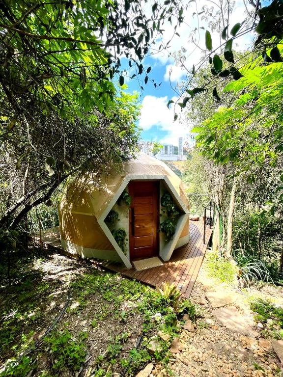 a tree house in the middle of a forest at Domo Vila da Serra in Nova Lima