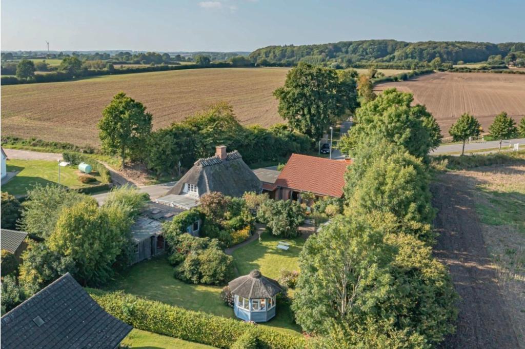 an overhead view of a house in a field at Schleikate Ekenis in Ekenis